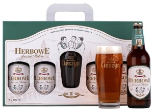 Cieszyn Zestaw Herbowe 4x0,5l + Szklanka