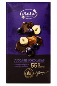 Ruta Czekolada Gorzka z Czarną Porzeczką i Orzechami Laskowymi 90g