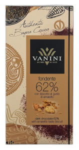 VANINI GORZKA CZEKOLADA Z KAWAŁKAMI CIASTECZEK O SMAKU AMARETTO 100G