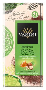 VANINI GORZKA CZEKOLADA Z ORZECHAMI LASKOWYMI, KAWAŁKAMI KARMELU I SOLĄ 100G