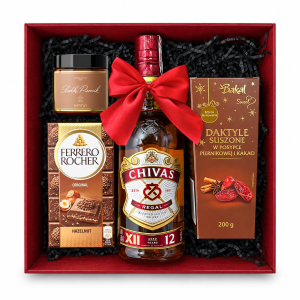 Bordowy zestaw prezentowy na tacy Chivas