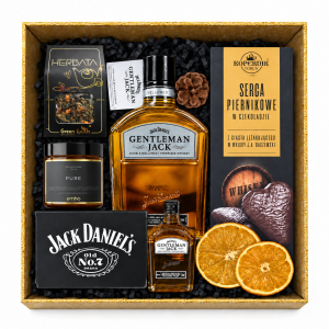 Czarny zestaw prezentowy na tacy Gentleman Jack