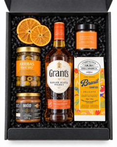 Zestaw prezentowy pomarańczowy w pudełku Grant's Rum Cask