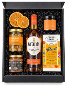 Zestaw prezentowy pomarańczowy w pudełku Grant's Rum Cask
