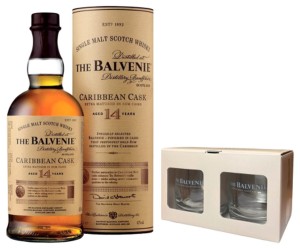 Balvenie 14YO Caribbean Cask 43% 0,7 + 2 szklanki