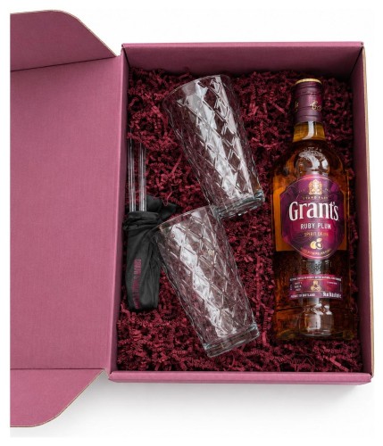 Zestaw Grant's Ruby Plum 30% 0,7 + 2 szklanki