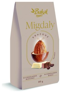 Bakal Migdały Prażone w Białej i Mlecznej Czekoladzie z Kawą 80g