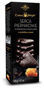 Kopernik Serca Piernikowe w Deserowej Czekoladzie z Dodatkiem Miodu 128g