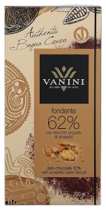VANINI GORZKA CZEKOLADA Z KAWAŁKAMI CIASTECZEK O SMAKU AMARETTO 100G