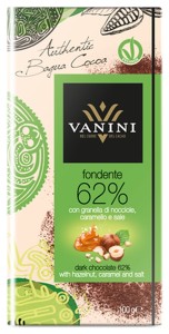 VANINI GORZKA CZEKOLADA Z ORZECHAMI LASKOWYMI, KAWAŁKAMI KARMELU I SOLĄ 100G