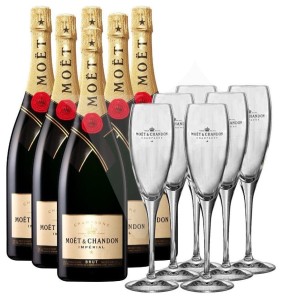 6x Moet & Chandon Imperial Brut 12% 0,75 + 6x kieliszek