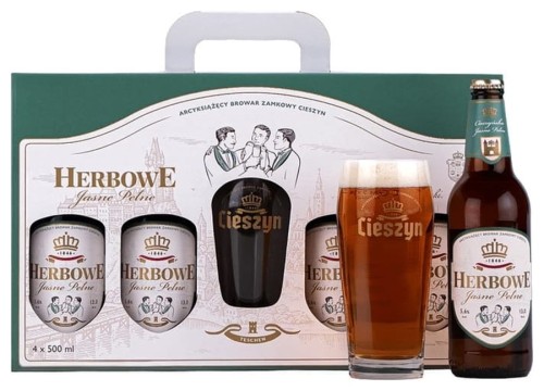 Cieszyn Zestaw Herbowe 4x0,5l + Szklanka