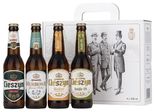 Cieszyn Zestaw Konesera 4x0,33 (Pilsner, Herbowe, Mastne, Double IPA) BZW
