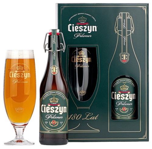 Cieszyn Zestaw Pilsner 180 Lat 1 x 0,5l + pokal