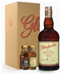 Glenfarclas 15YO 46% + mini 105, 25yo 0,7